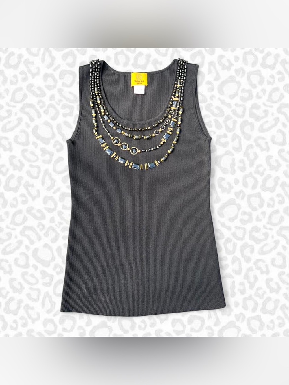 Ruby Rd. Petite Beaded Ribbed Tank Top PS - Picture 2 of 3